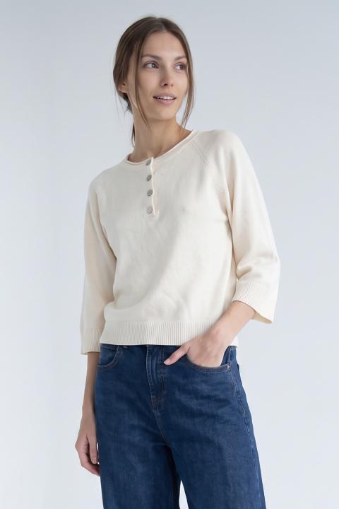 Maglia polo bottoni panna - Autunno - Inverno 2027 | Brend