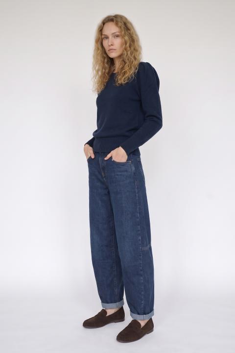 Maglia barca manica arricciata blu - Autunno - Inverno 2027 | Brend