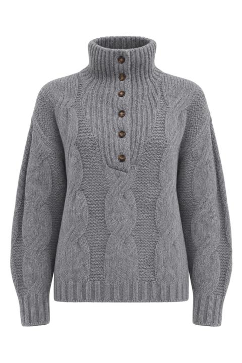 Maglia collo imbuto treccia grigio - Autunno - Inverno 2027 | Brend