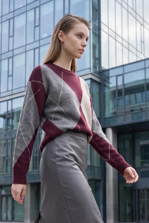 Maglia maxi rombi burgundy - Autunno - Inverno 2027 | Brend