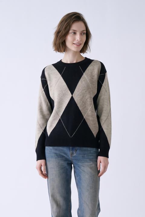 Maglia maxi rombi nero - Autunno - Inverno 2027 | Brend