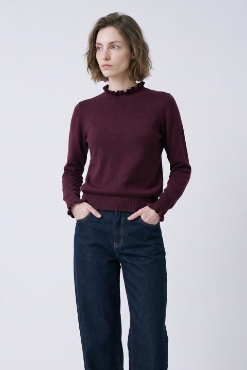 Maglia collo e polsini rouches burgundy - Autunno - Inverno 2027 | Brend