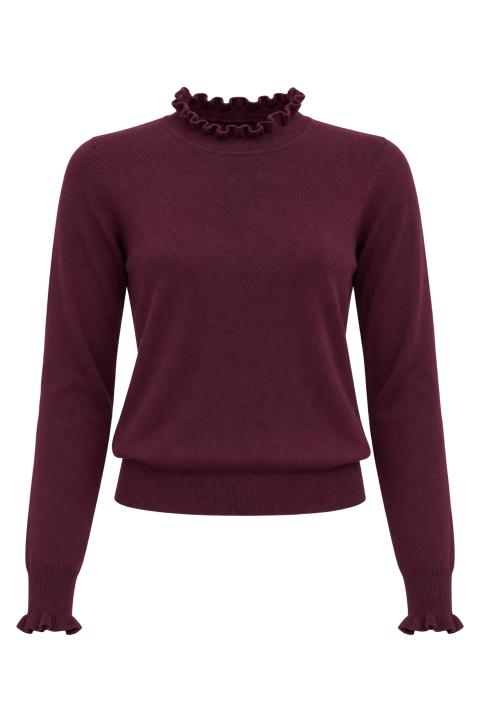 Maglia collo e polsini rouches burgundy - Autunno - Inverno 2027 | Brend