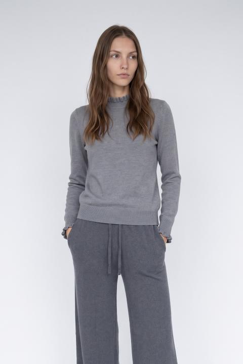 Maglia collo e polsini rouches grigio - Autunno - Inverno 2027 | Brend