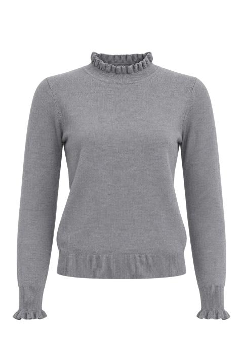 Maglia collo e polsini rouches grigio - Autunno - Inverno 2027 | Brend