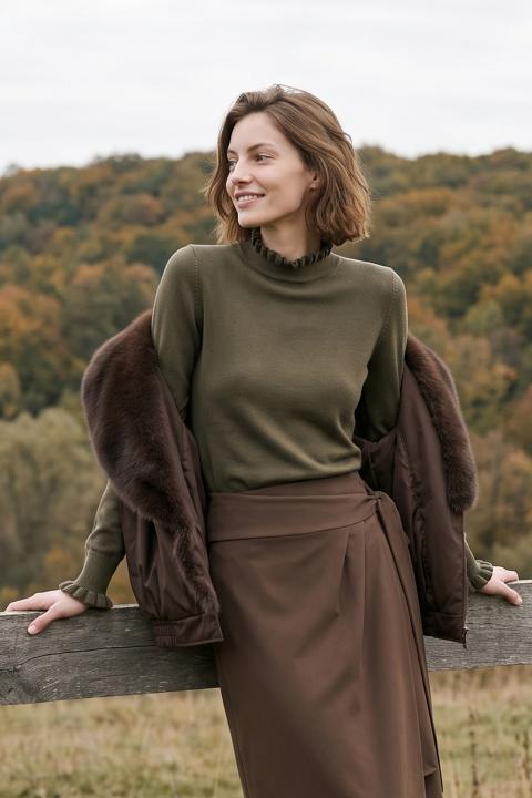 Maglia collo e polsini rouches militare - Autunno - Inverno 2027 | Brend