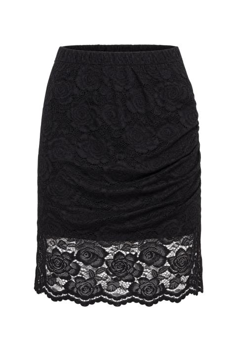 Minigonna arricciata pizzo nero - Autunno - Inverno 2027 | Brend