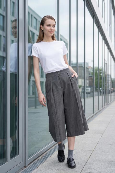 Panta-gonna pinces check grigio scuro - Autunno - Inverno 2027 | Brend