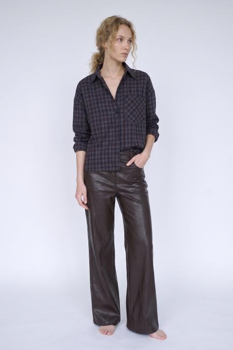 Pantalone palazzo effetto pelle moro - Autunno - Inverno 2027 | Brend