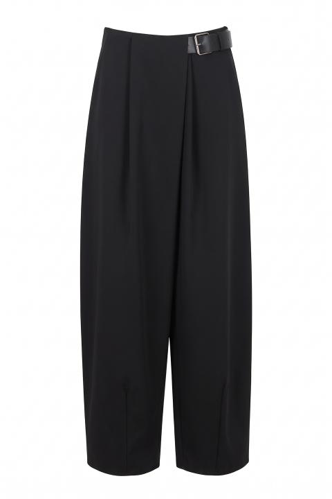 Pantalone pieghe con cinta nero - Autunno - Inverno 2027 | Brend