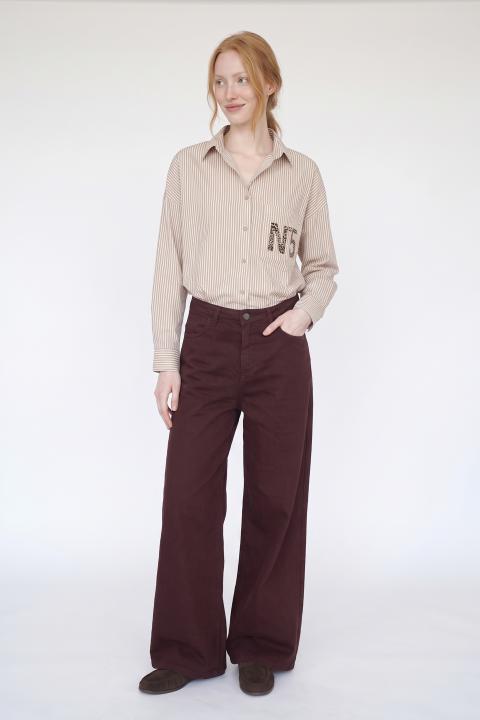 Pantalone palazzo denim borgogna - Autunno - Inverno 2027 | Brend