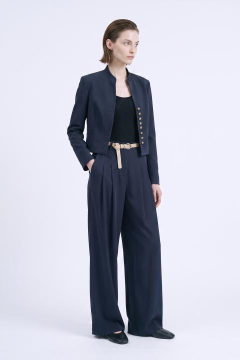Pantalone palazzo pinces blu - Autunno - Inverno 2027 | Brend