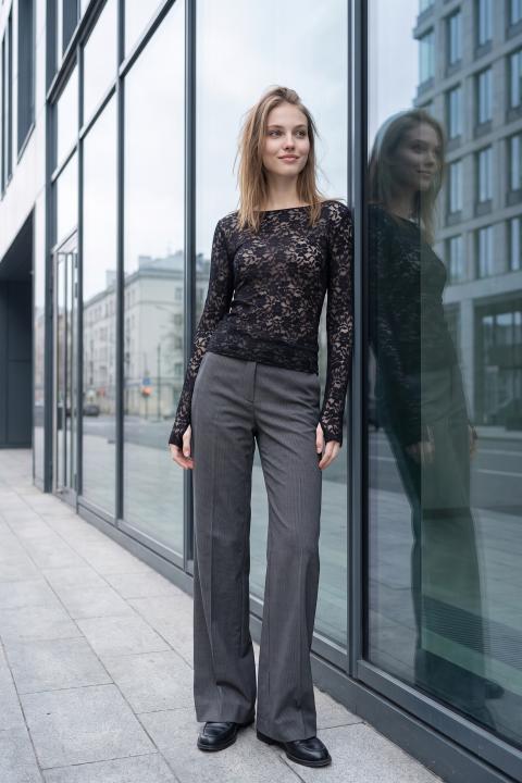 Pantalone palazzo check check grigio scuro - Autunno - Inverno 2027 | Brend