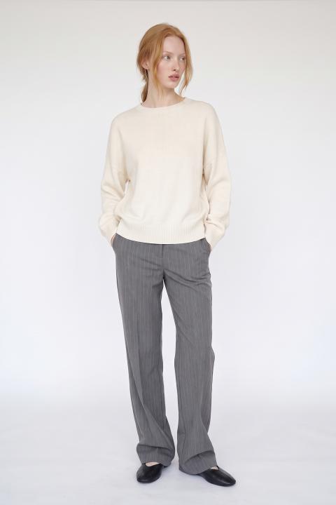 Pantalone gamba dritta gessato grigio - Autunno - Inverno 2027 | Brend