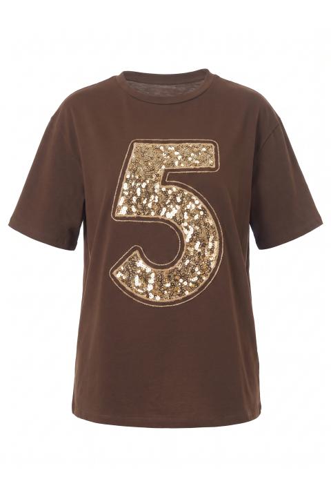 T-shirt n.5 pailletes cioccolato - Autunno - Inverno 2027 | Brend