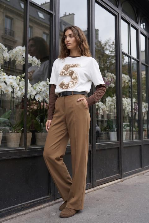 T-shirt n.5 pailletes panna - Autunno - Inverno 2027 | Brend