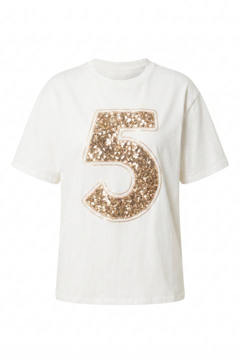 T-shirt n.5 pailletes panna - Autunno - Inverno 2027 | Brend