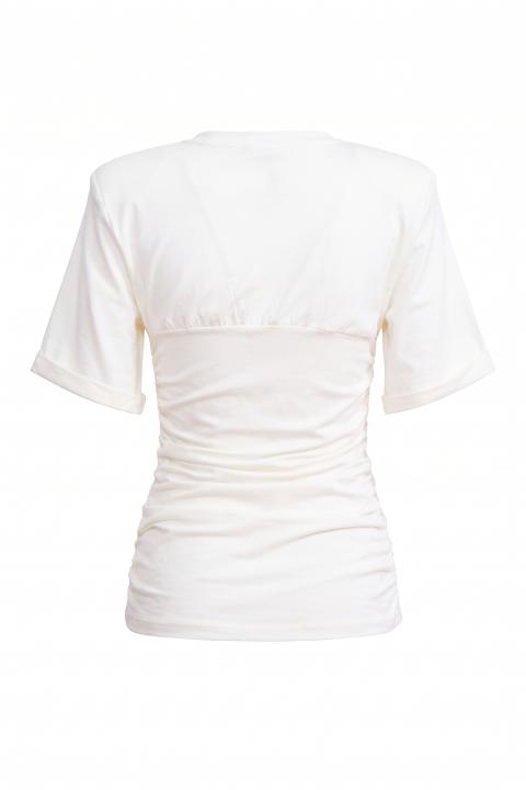 T-shirt arricciatura corpetto panna - Autunno - Inverno 2027 | Brend