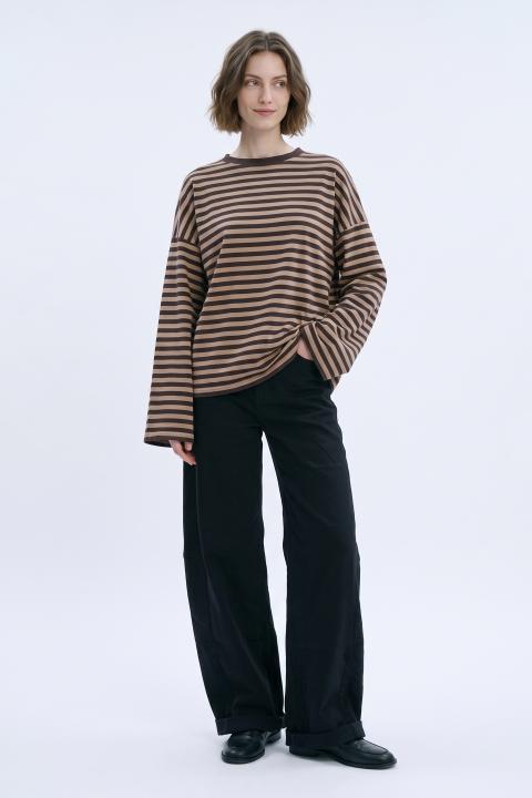 T-shirt over manica lunga rigo beige/moro - Autunno - Inverno 2027 | Brend