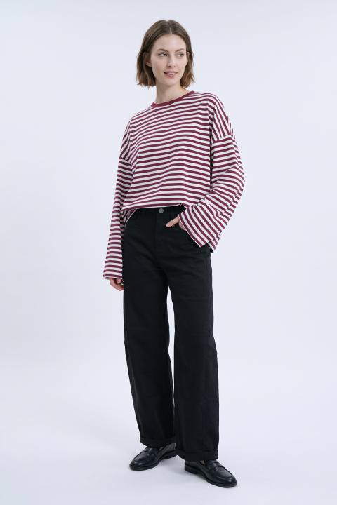 T-shirt over manica lunga rigo panna/chianti - Autunno - Inverno 2027 | Brend