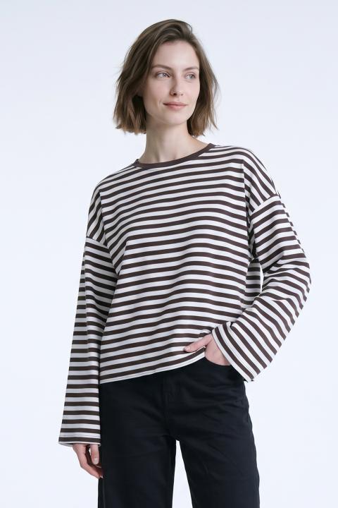 T-shirt over manica lunga rigo panna/moro - Autunno - Inverno 2027 | Brend