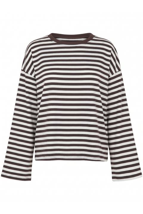 T-shirt over manica lunga rigo panna/moro - Autunno - Inverno 2027 | Brend