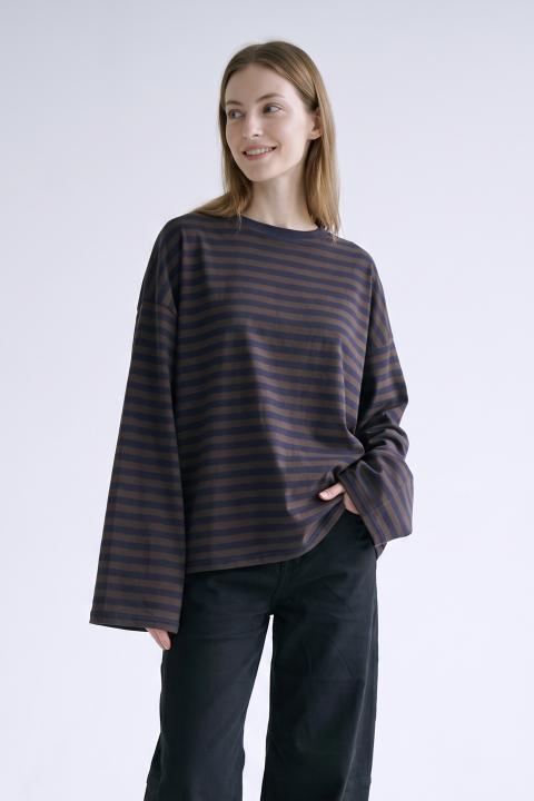 T-shirt over manica lunga rigo tabacco/blu - Autunno - Inverno 2027 | Brend