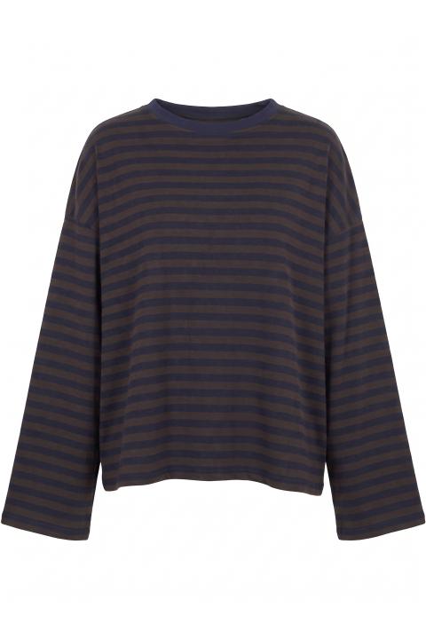 T-shirt over manica lunga rigo tabacco/blu - Autunno - Inverno 2027 | Brend