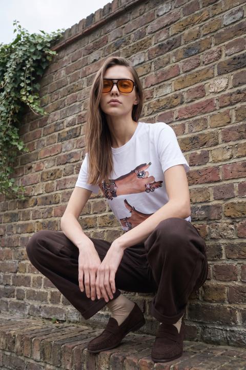 T-shirt mani strass bianco - Autunno - Inverno 2027 | Brend