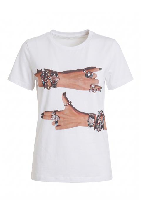 T-shirt mani strass bianco - Autunno - Inverno 2027 | Brend