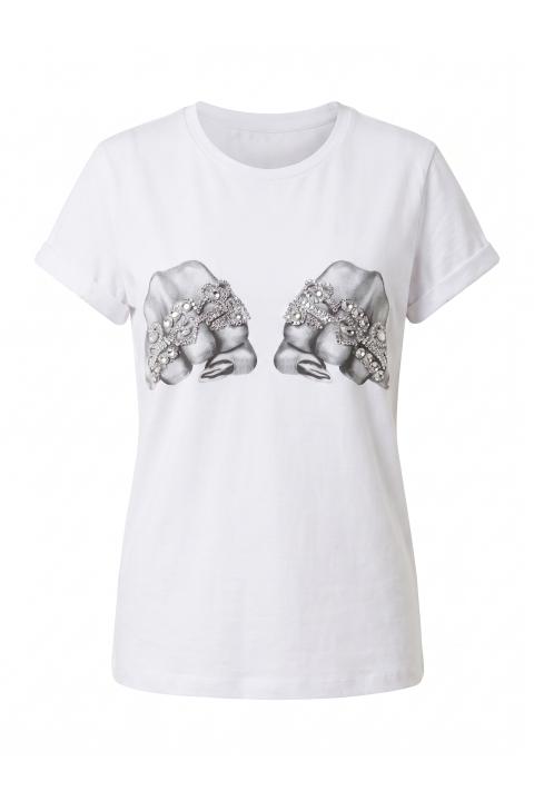 T-shirt anelli strass bianco - Autunno - Inverno 2027 | Brend