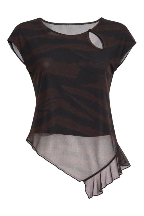 Top tulle asimmetrico zebrato moro - Autunno - Inverno 2027 | Brend