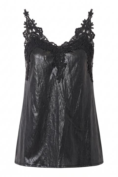Top effetto pelle pizzo nero/nero - Autunno - Inverno 2027 | Brend