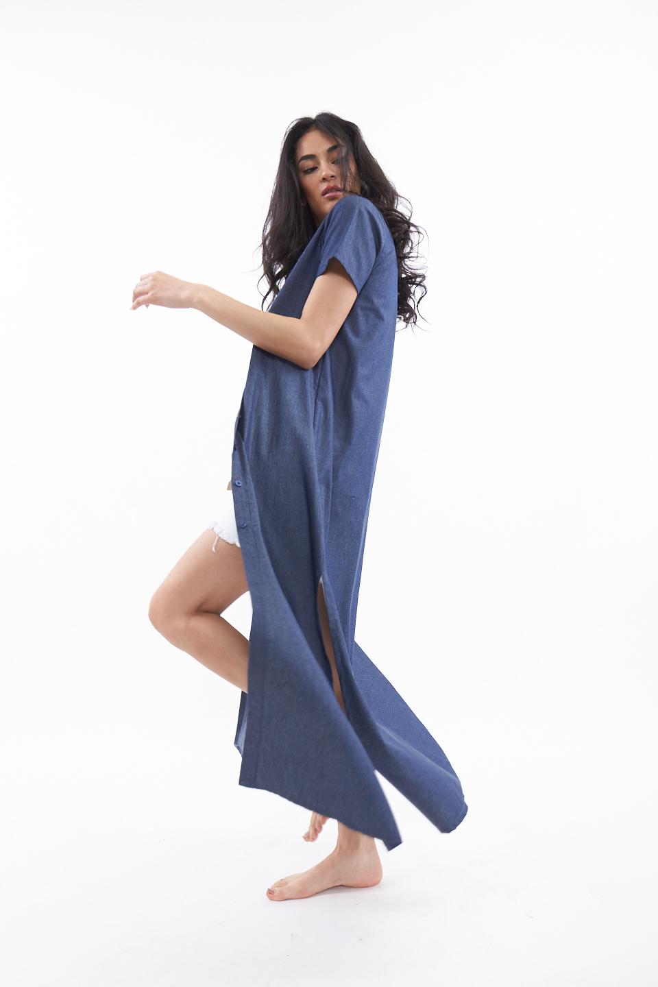 Abito chemisier lungo chambray blu denim - Primavera Estate 2023 | Brend