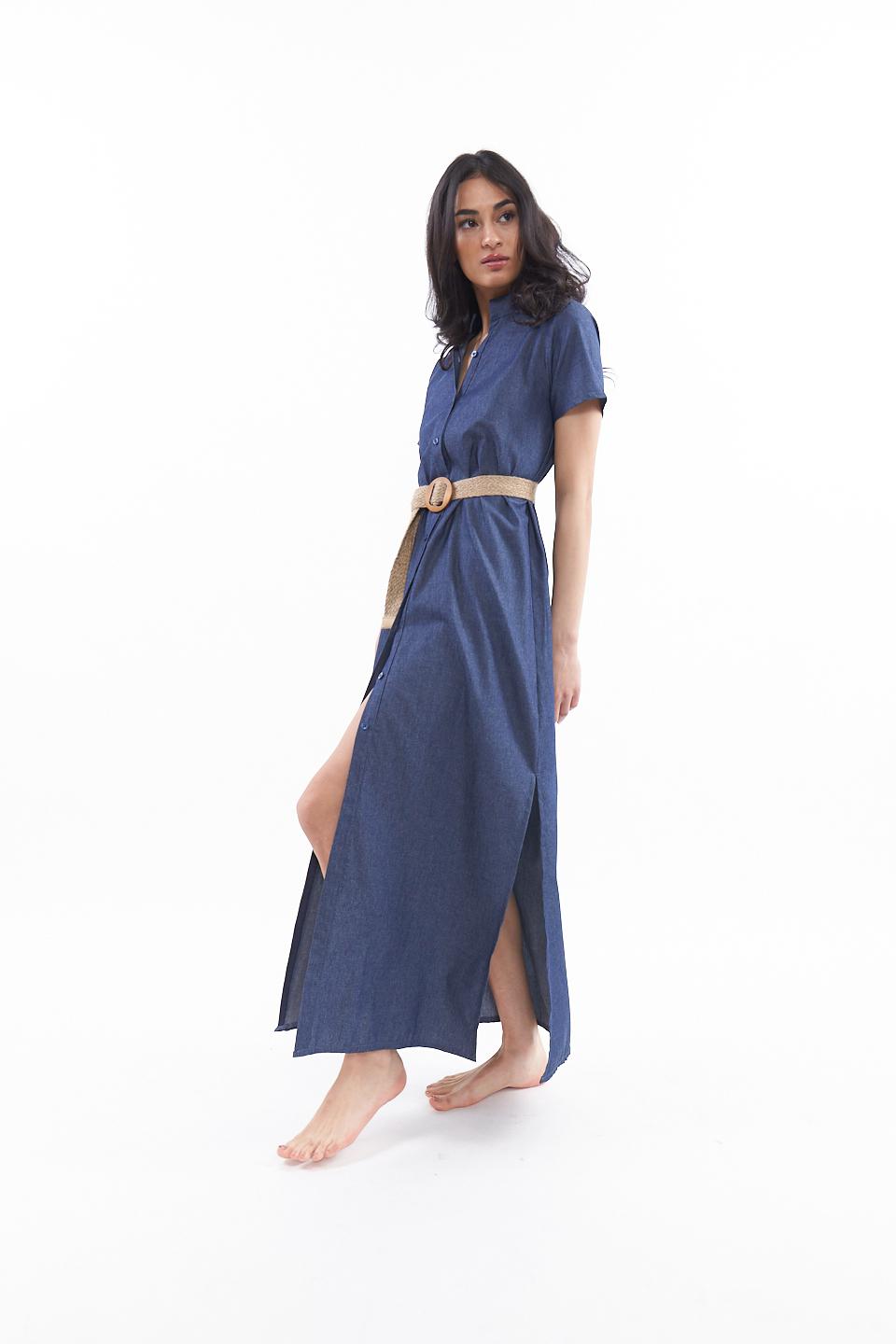 Abito chemisier lungo chambray blu denim - Primavera Estate 2023 | Brend