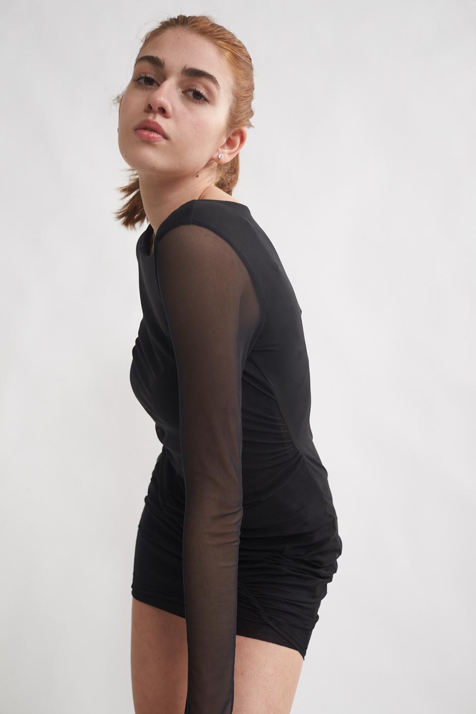 Abito in tulle con arricciatura nero - Primavera Estate 2023 | Brend