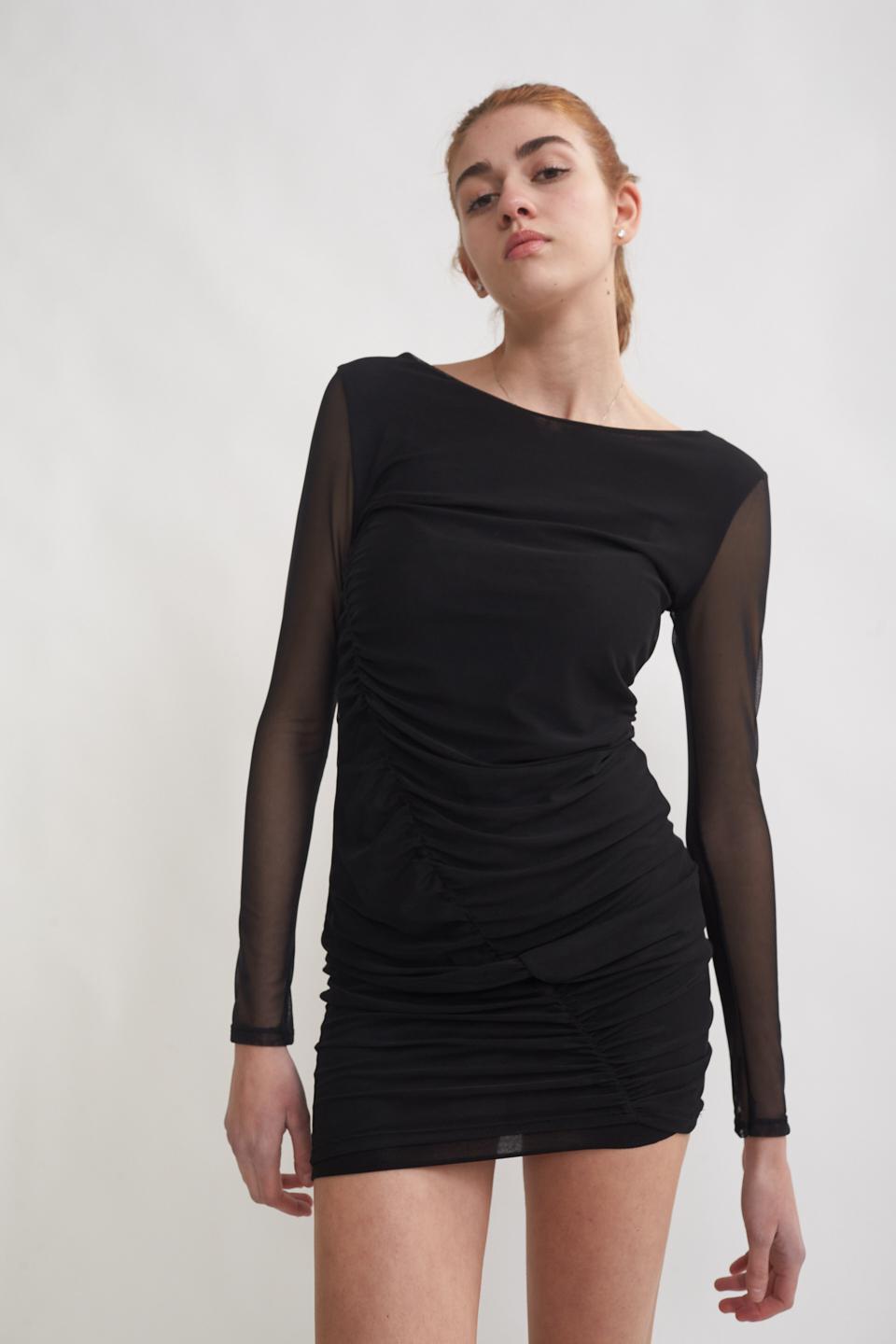 Abito in tulle con arricciatura nero - Primavera Estate 2023 | Brend