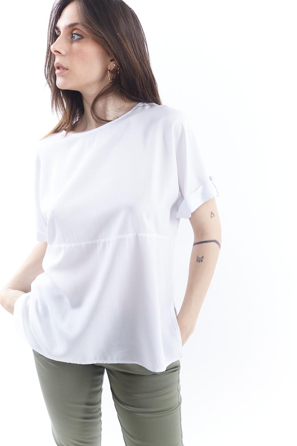 Blusa mezza manica in viscosa bianco - Primavera Estate 2023 | Brend