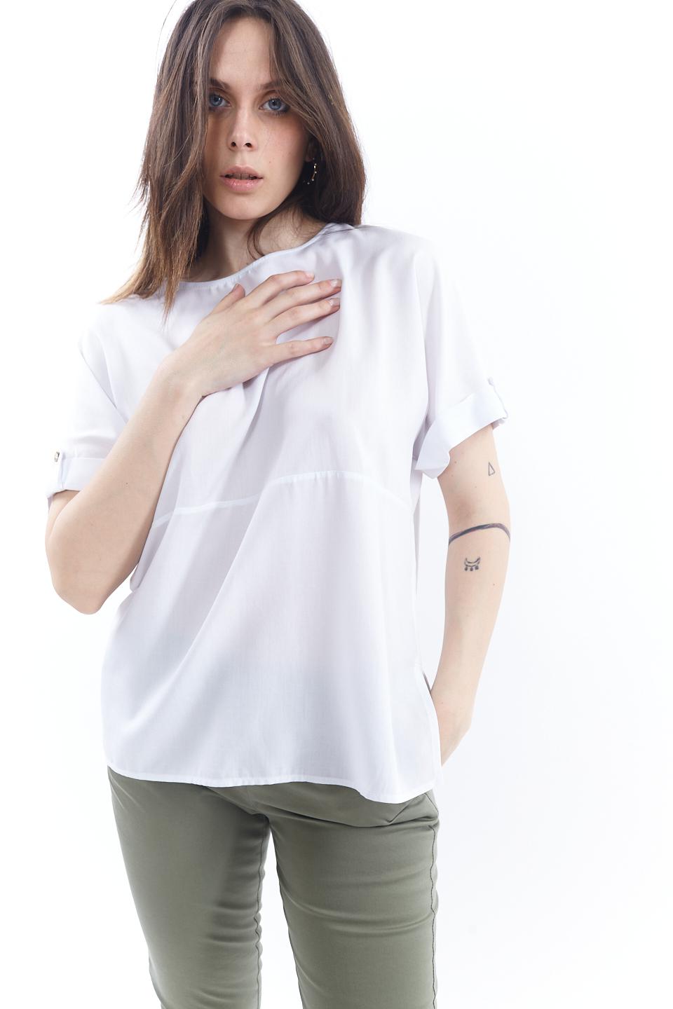 Blusa mezza manica in viscosa bianco - Primavera Estate 2023 | Brend