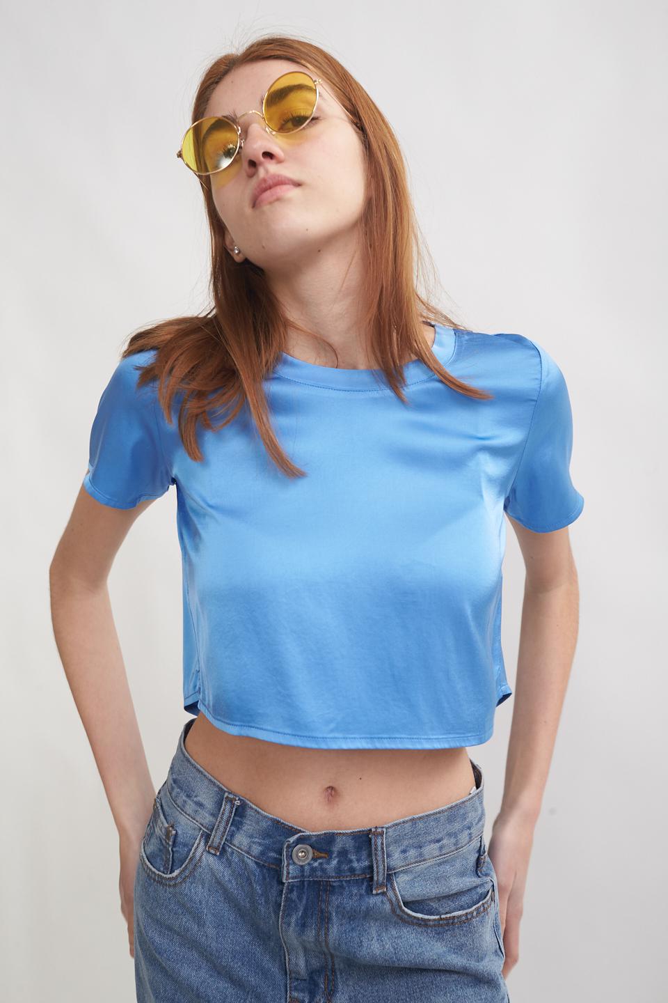 Blusa mezza manica in raso cobalto - Primavera Estate 2023 | Brend