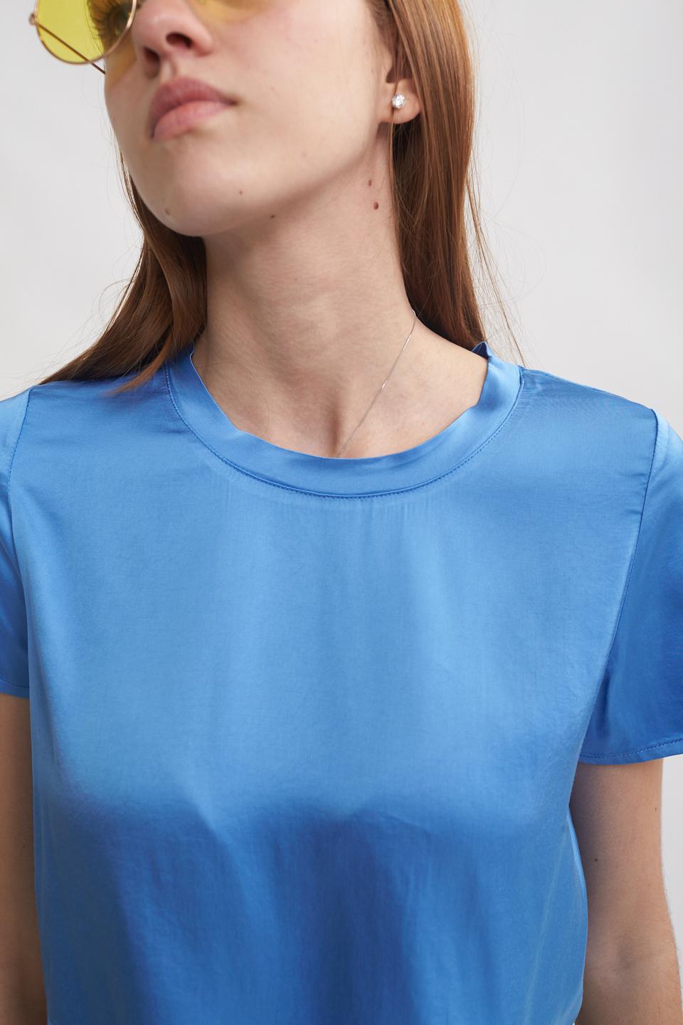Blusa mezza manica in raso cobalto - Primavera Estate 2023 | Brend