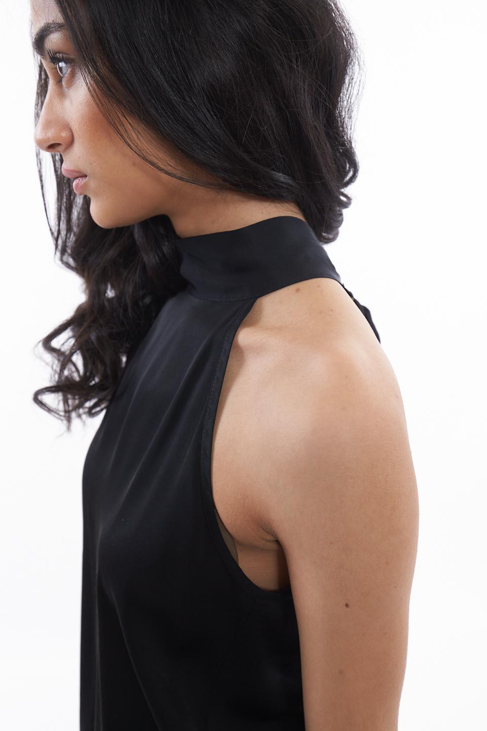 Blusa collo-fiocco in viscosa nero - Primavera Estate 2023 | Brend
