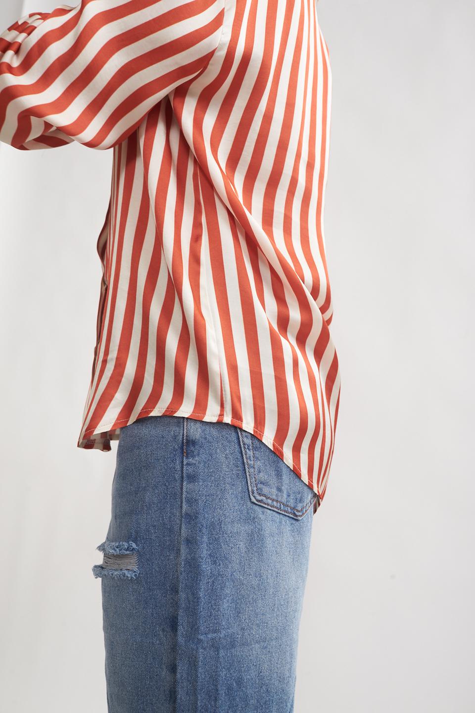 Camicia in viscosa a righe panna/arancio - Primavera Estate 2023 | Brend