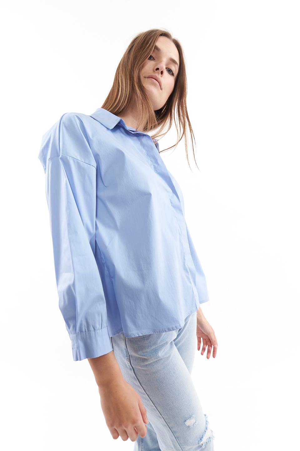 Camicia over bottoni nascosti azzurro - Primavera Estate 2023 | Brend