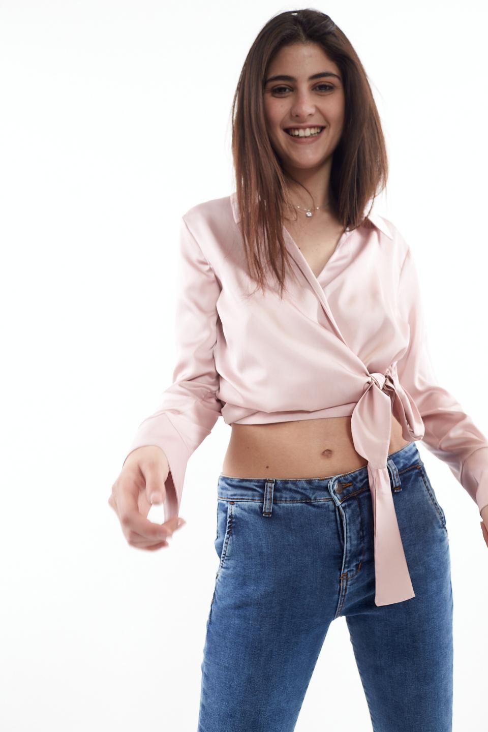 Camicia incrocio con fiocco rosa - Primavera Estate 2023 | Brend