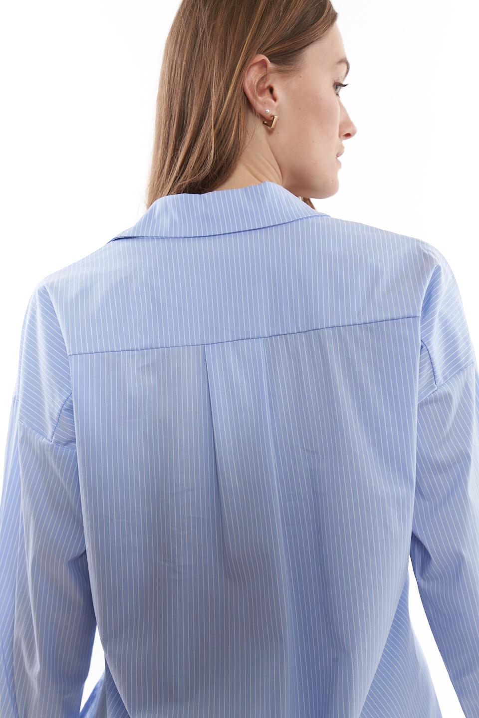 Camicia over bottoni nascosti rigo azzurro - Primavera Estate 2023 | Brend