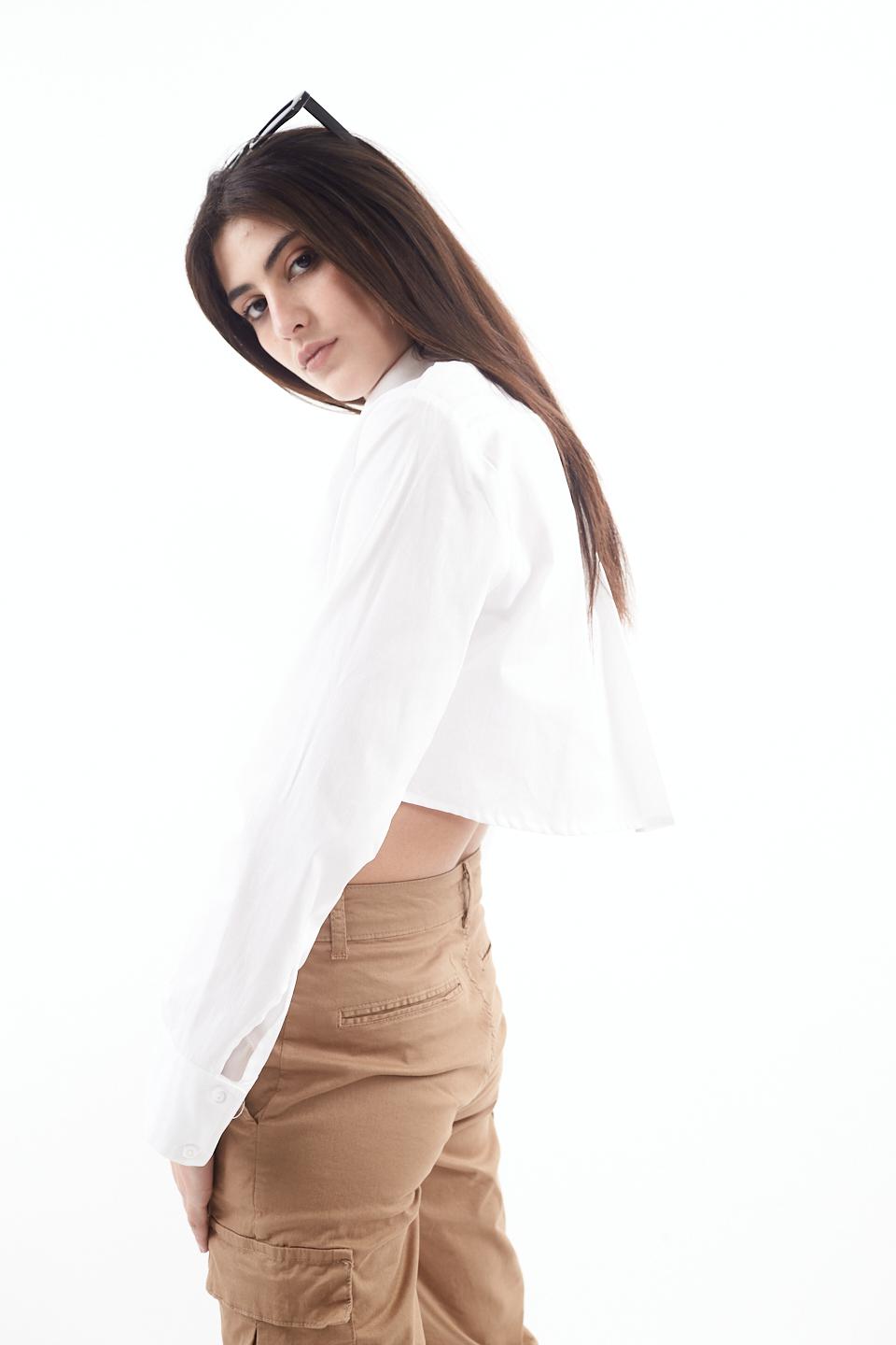 Camicia cropped in cotone bianco - Primavera Estate 2023 | Brend
