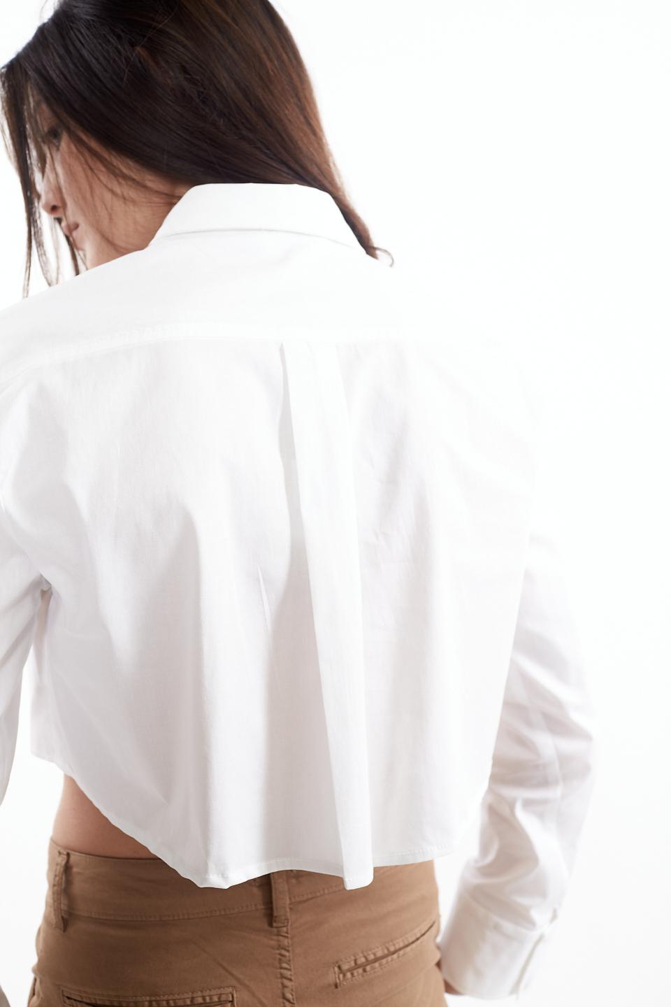 Camicia cropped in cotone bianco - Primavera Estate 2023 | Brend