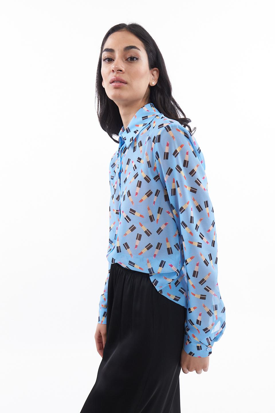 Camicia fantasia rossetti celeste - Primavera Estate 2023 | Brend