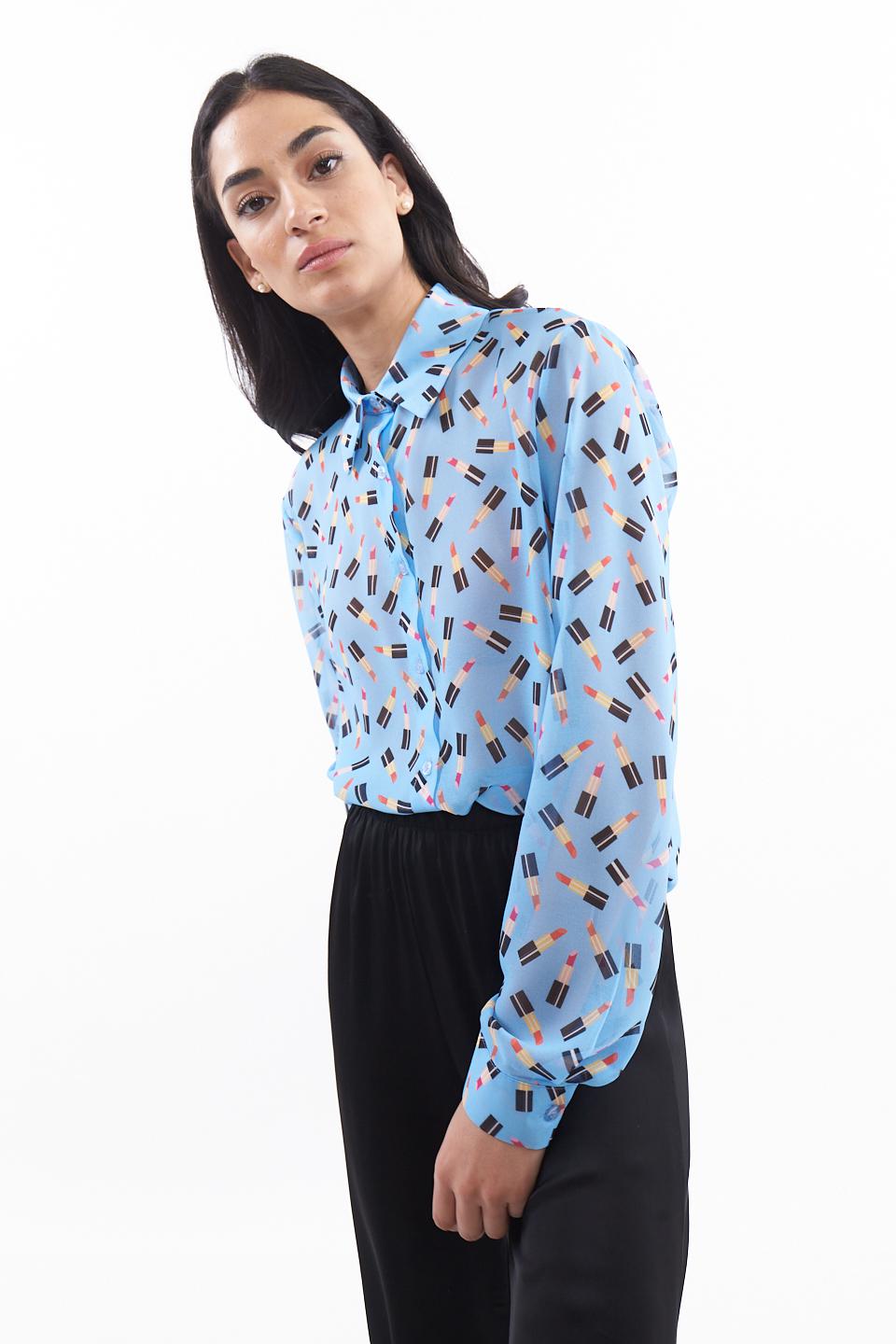 Camicia fantasia rossetti celeste - Primavera Estate 2023 | Brend